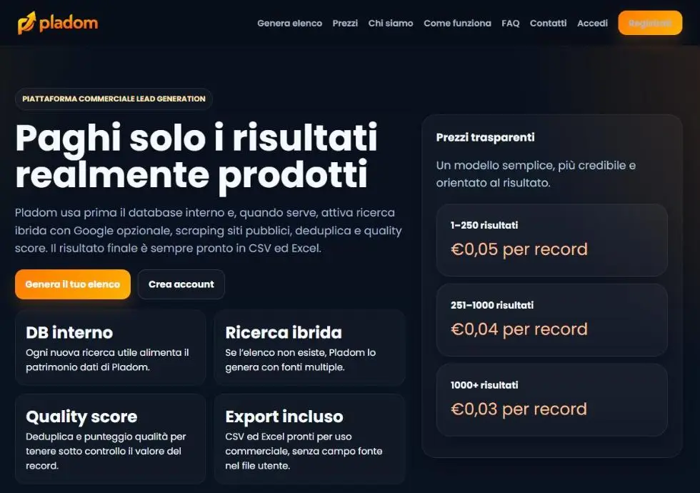 Home page di Pladom